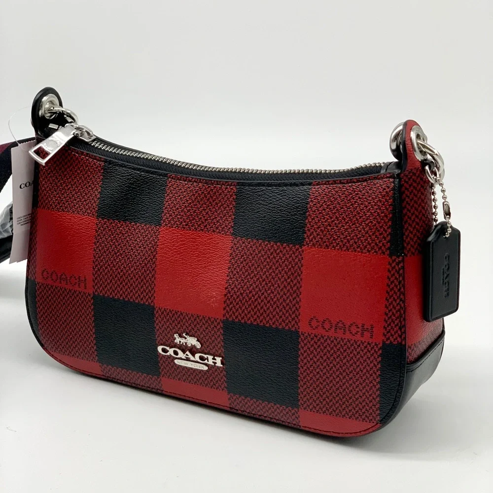 Coach Jes Baguette With Buffalo Plaid Print - Picture 2 of 10